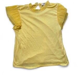 Meraki Sunny Yellow Womens Pleated Sleeve Top Blouse
